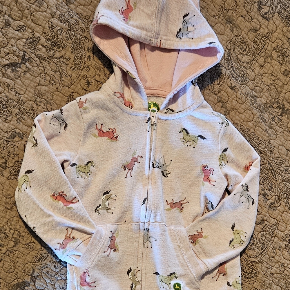 John Deere Toddler Horse Print Hoodie - Pink 2T